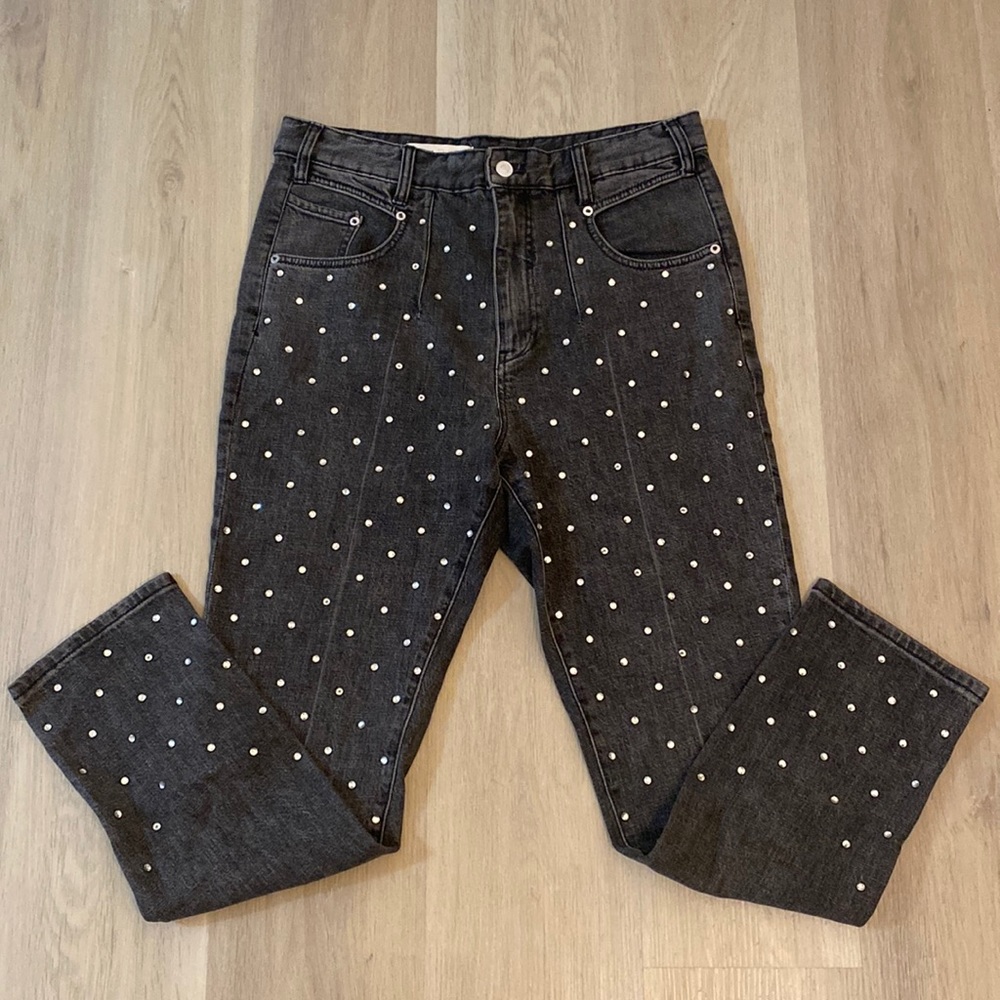 Anthropologie Pilcro High Rise Slim Jeans with Gem Detail size 30